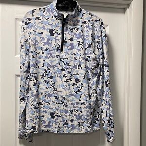 Greyson Blue and White Patterned Pullover Size Small